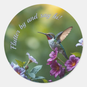 Bloemenkolibrie Ronde Sticker