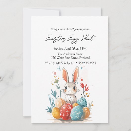 Bloemenkonijn en eieren paaseieren jacht kaart (Voorkant)