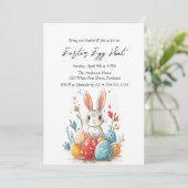 Bloemenkonijn en eieren paaseieren jacht kaart (Staand voorkant)