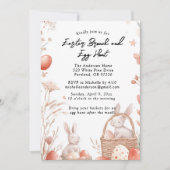 Bloemenkonijnen en paasbrunch en eierjacht kaart (Voorkant)