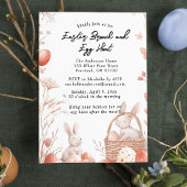 Bloemenkonijnen en paasbrunch en eierjacht kaart