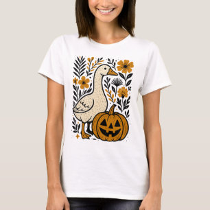 Bloemenkool Boho Gekke Gans Pompoen Schattige Hal T-shirt