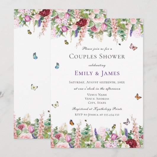 Bloemenkoppels douche kaart (Voorkant / Achterkant)