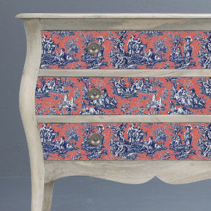 bloemenkoraal rood blauw toile de jouy tissuepapier