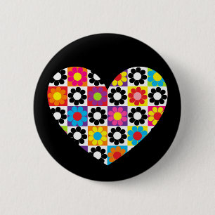 Bloemenkracht Hart Ronde Button 5,7 Cm