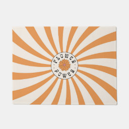 Bloemenkracht met psychedelische oranje stralen deurmat