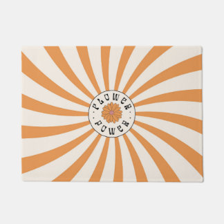 Bloemenkracht met psychedelische oranje stralen deurmat