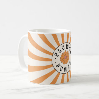 Bloemenkracht met psychedelische oranje stralen koffiemok