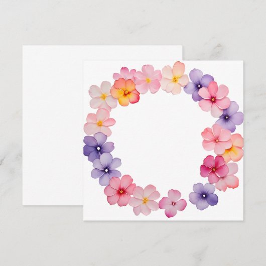 Bloemenkrans Achtergrond Aquarel Stijl Bloemen Kaart (Voorkant / Achterkant)