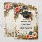 Bloemenkrans Afstudeerfeest Uitnodiging (Voorkant / Achterkant)
