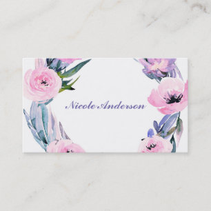Bloemenkrans Aquarel Elegante Chic Bloemen Visitekaartje