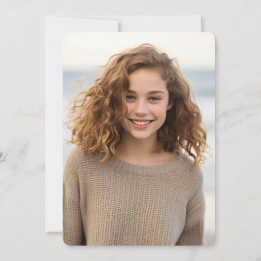 Bloemenkrans Bat Mitzvah Hand-getekende aangepaste Kaart (Achterkant)