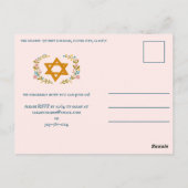 Bloemenkrans Bat Mitzvah Hand-getrokken Custom Briefkaart (Achterkant)