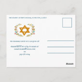 Bloemenkrans Bat Mitzvah Hand-getrokken Custom Briefkaart (Achterkant)