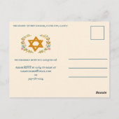 Bloemenkrans Bat Mitzvah Hand-getrokken Custom Briefkaart (Achterkant)