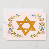 Bloemenkrans Bat Mitzvah Hand-getrokken Custom Kaart (Achterkant)