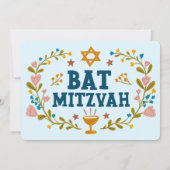 Bloemenkrans Bat Mitzvah Hand-getrokken Custom Kaart (Achterkant)