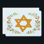 Bloemenkrans Bat Mitzvah Hand-getrokken Custom Kaart<br><div class="desc">Perfecte kaart om een bar mitswa, bat mitswa of andere Joodse viering aan te kondigen! Met de hand gemaakte kunst voor jou! VOLLEDIG ! Klik hierboven op "Personaliseren" om de tekst te bewerken. Klik op "Bewerken met ontwerpgereedschap" om de lettertypen, kleuren en plaatsingen aan te passen. Ook kunt u de...</div>