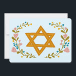 Bloemenkrans Bat Mitzvah Hand-getrokken Custom Kaart<br><div class="desc">Perfecte kaart om een bar mitswa, bat mitswa of andere Joodse viering aan te kondigen! Met de hand gemaakte kunst voor jou! VOLLEDIG ! Klik hierboven op "Personaliseren" om de tekst te bewerken. Klik op "Bewerken met ontwerpgereedschap" om de lettertypen, kleuren en plaatsingen aan te passen. Ook kunt u de...</div>