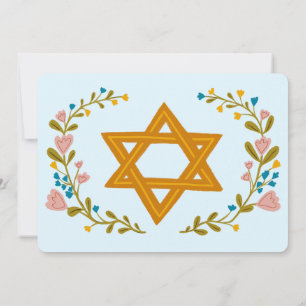 Bloemenkrans Bat Mitzvah Hand-getrokken Custom Kaart
