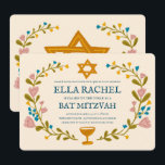 Bloemenkrans Bat Mitzvah Hand-getrokken Custom Kaart<br><div class="desc">Perfecte kaart om een bar mitswa, bat mitswa of andere Joodse viering aan te kondigen! Met de hand gemaakte kunst voor jou! VOLLEDIG ! Klik hierboven op "Personaliseren" om de tekst te bewerken. Klik op "Bewerken met ontwerpgereedschap" om de lettertypen, kleuren en plaatsingen aan te passen. Ook kunt u de...</div>
