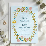 Bloemenkrans Bat Mitzvah Hand-getrokken Custom Kaart<br><div class="desc">Perfecte kaart om een bar mitswa, bat mitswa of andere Joodse viering aan te kondigen! Met de hand gemaakte kunst voor jou! VOLLEDIG ! Klik hierboven op "Personaliseren" om de tekst te bewerken. Klik op "Bewerken met ontwerpgereedschap" om de lettertypen, kleuren en plaatsingen aan te passen. Ook kunt u de...</div>