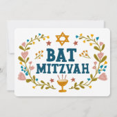 Bloemenkrans Bat Mitzvah Hand-getrokken Custom Kaart (Achterkant)