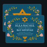Bloemenkrans Bat Mitzvah Hand-getrokken Custom Kaart<br><div class="desc">Perfecte kaart om een bar mitswa, bat mitswa of andere Joodse viering aan te kondigen! Met de hand gemaakte kunst voor jou! VOLLEDIG ! Klik hierboven op "Personaliseren" om de tekst te bewerken. Klik op "Bewerken met ontwerpgereedschap" om de lettertypen, kleuren en plaatsingen aan te passen. Ook kunt u de...</div>