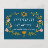 Bloemenkrans Bat Mitzvah Hand-getrokken Custom QRc Briefkaart (Voorkant)