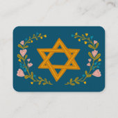 Bloemenkrans Bat Mitzvah Hand-getrokken Custom QRc Informatiekaartje (Achterkant)