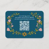 Bloemenkrans Bat Mitzvah Hand-getrokken Custom QRc Informatiekaartje (Voorkant)