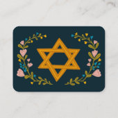 Bloemenkrans Bat Mitzvah Hand-getrokken Custom QRc Informatiekaartje (Achterkant)