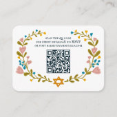 Bloemenkrans Bat Mitzvah Hand-getrokken Custom QRc Informatiekaartje (Voorkant)