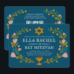 Bloemenkrans Bat Mitzvah Hand-getrokken Custom QRc Kaart<br><div class="desc">Perfecte kaart om een bar mitswa, bat mitswa of andere Joodse viering aan te kondigen! Met de hand gemaakte kunst voor jou! VOLLEDIG ! Klik hierboven op "Personaliseer" om de tekst te bewerken en uw links toe te voegen aan de QR-code op de achterkant. Klik op "Bewerken met ontwerpgereedschap" om...</div>