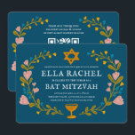 Bloemenkrans Bat Mitzvah Hand-getrokken Custom QRc Kaart<br><div class="desc">Perfecte kaart om een bar mitswa, bat mitswa of andere Joodse viering aan te kondigen! Met de hand gemaakte kunst voor jou! VOLLEDIG ! Klik hierboven op "Personaliseer" om de tekst te bewerken en uw links toe te voegen aan de QR-code op de achterkant. Klik op "Bewerken met ontwerpgereedschap" om...</div>