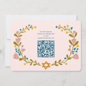 Bloemenkrans Bat Mitzvah Hand-getrokken Custom QRc Kaart (Achterkant)