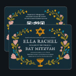 Bloemenkrans Bat Mitzvah Hand-getrokken Custom QRc Kaart<br><div class="desc">Perfecte kaart om een bar mitswa, bat mitswa of andere Joodse viering aan te kondigen! Met de hand gemaakte kunst voor jou! VOLLEDIG ! Klik hierboven op "Personaliseer" om de tekst te bewerken en uw links toe te voegen aan de QR-code op de achterkant. Klik op "Bewerken met ontwerpgereedschap" om...</div>