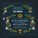 Bloemenkrans Bat Mitzvah Hand-getrokken Custom QRc Kaart<br><div class="desc">Perfecte kaart om een bar mitswa, bat mitswa of andere Joodse viering aan te kondigen! Met de hand gemaakte kunst voor jou! VOLLEDIG ! Klik hierboven op "Personaliseer" om de tekst te bewerken en uw links toe te voegen aan de QR-code op de achterkant. Klik op "Bewerken met ontwerpgereedschap" om...</div>
