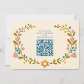 Bloemenkrans Bat Mitzvah Hand-getrokken Custom QRc Kaart (Achterkant)