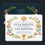 Bloemenkrans Bat Mitzvah Hand-getrokken Custom QRc Kaart<br><div class="desc">Perfecte kaart om een bar mitswa, bat mitswa of andere Joodse viering aan te kondigen! Met de hand gemaakte kunst voor jou! VOLLEDIG ! Klik hierboven op "Personaliseer" om de tekst te bewerken en uw eigen link toe te voegen aan de QR-code op de achterkant. Klik op "Bewerken met ontwerpgereedschap"...</div>