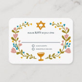 Bloemenkrans Bat Mitzvah Hand-getrokken Custom RSV Informatiekaartje (Voorkant)