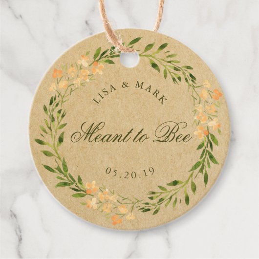 Bloemenkrans bedoeld om te zijn bruiloft Kraft Ron Bedankjes Labels (Voorkant)