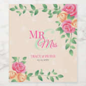 Bloemenkrans Beige achtergrond Wijn Etiket