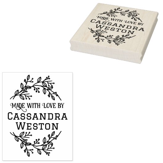 Bloemenkrans Bessen 'Met Liefde Gemaakt Door' Rubberstempel (Gestempeld)