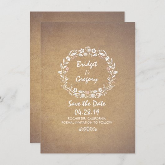 bloemenkrans Bewaar de datum Uitnodigingen (Voorkant / Achterkant)