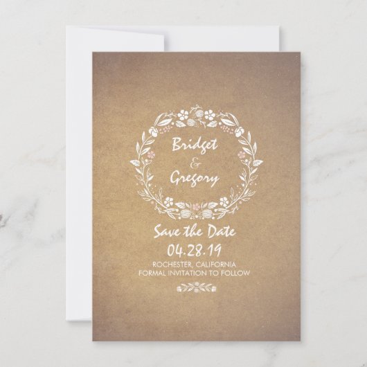  bloemenkrans Bewaar de datum Uitnodigingen (Voorkant)