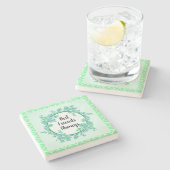 Bloemenkrans Blauwe Mint Beste vrienden Altijd Stenen Onderzetter (Zijkant)