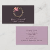 Bloemenkrans bloeit op grijze evenementenplanner visitekaartje (Voorkant / Achterkant)