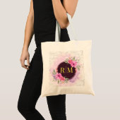 Bloemenkrans Bloem Initial Letter Monogram Naam Ma Tote Bag (Voorkant (product))