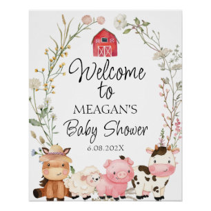 Bloemenkrans Boerderijdieren Baby shower Welkom Perfect Poster